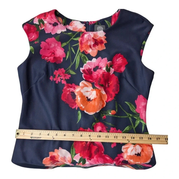 Vince Camuto Womens Floral Sheath Dress Sleeveless Dark Navy Pink Red Size 12 - Picture 10 of 12